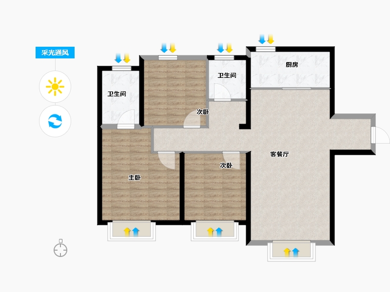 新疆维吾尔自治区-乌鲁木齐市-乌鲁木齐建业世和府-101.86-户型库-采光通风