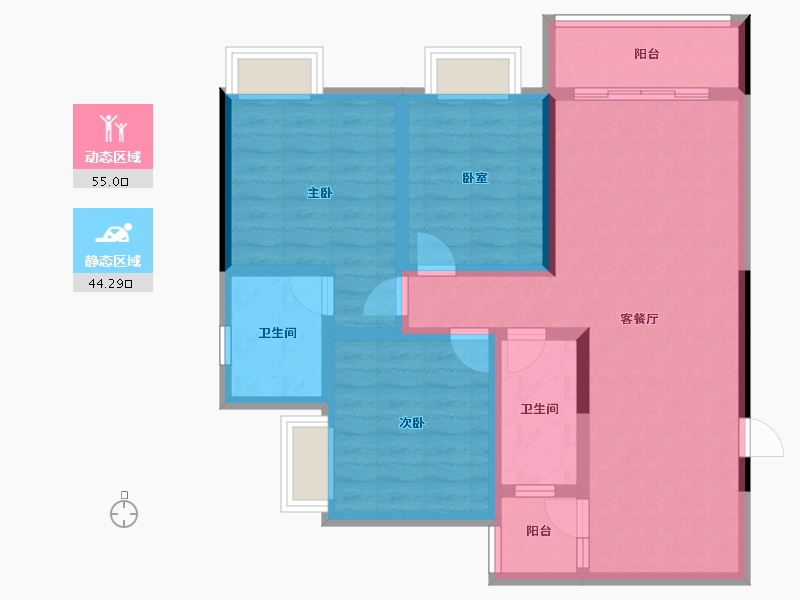 贵州省-六盘水市-碧辉·祥和人家-87.82-户型库-动静分区