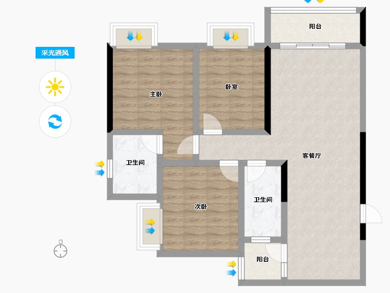 贵州省-六盘水市-碧辉·祥和人家-87.82-户型库-采光通风