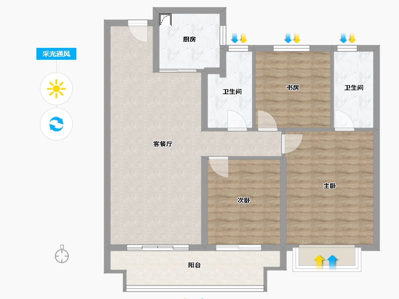 安徽省-芜湖市-祥生江南府-92.00-户型库-采光通风