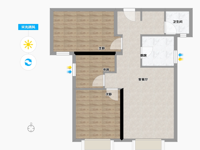 新疆维吾尔自治区-乌鲁木齐市-旭辉·燕来府-75.90-户型库-采光通风