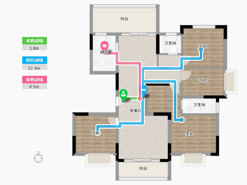 湖北省-宜昌市-万科理想城-111.36-户型库-动静线