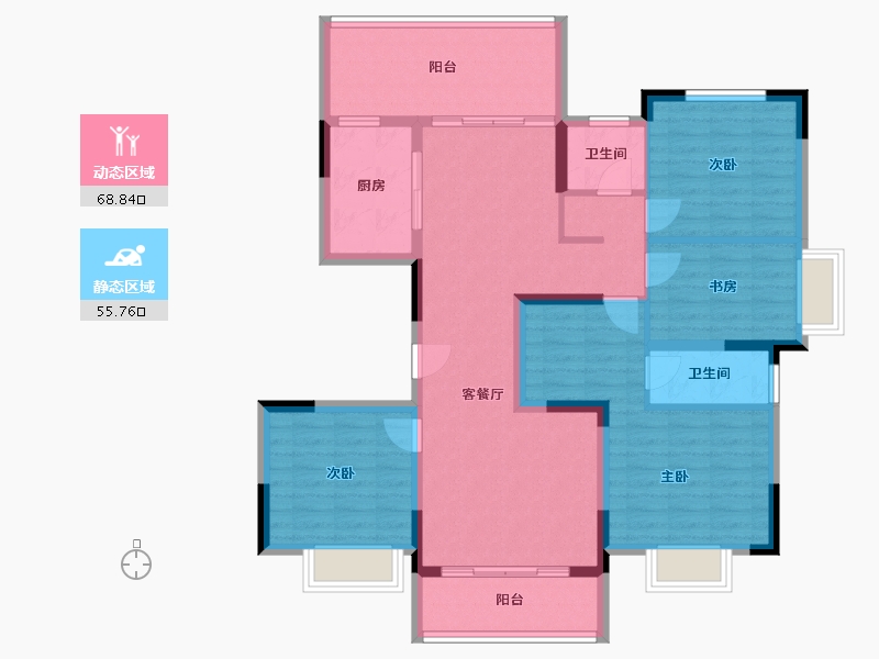 湖北省-宜昌市-万科理想城-111.36-户型库-动静分区