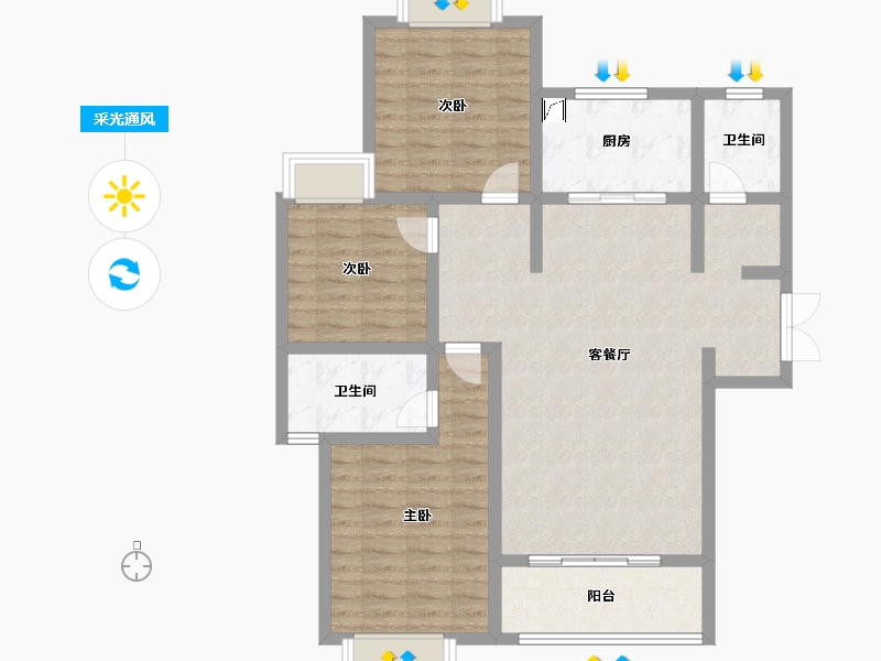 陕西省-咸阳市-城市之光-101.61-户型库-采光通风