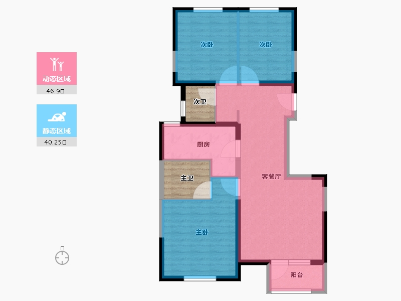 河北省-廊坊市-佳悦丽庭·住宅-85.52-户型库-动静分区