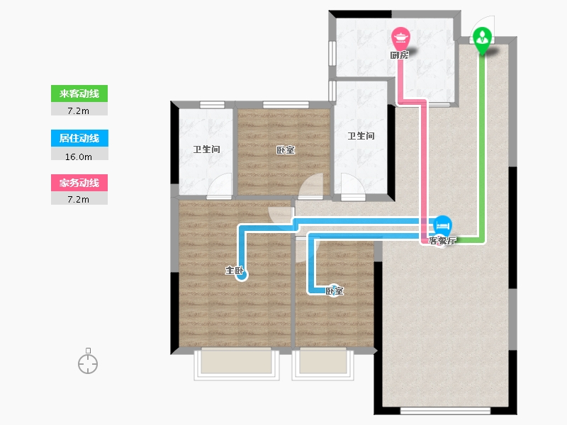 内蒙古自治区-鄂尔多斯市-鄂尔多斯恒大名都-101.60-户型库-动静线