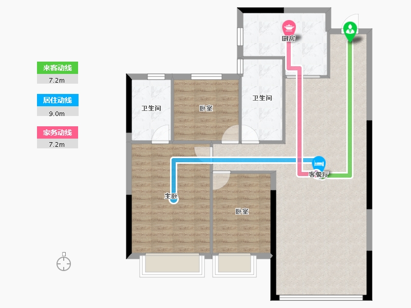 内蒙古自治区-鄂尔多斯市-鄂尔多斯恒大名都-101.60-户型库-动静线