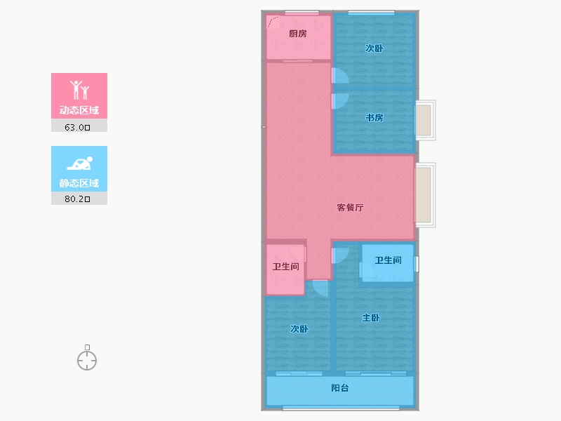 山西省-忻州市-学府雅苑-129.52-户型库-动静分区