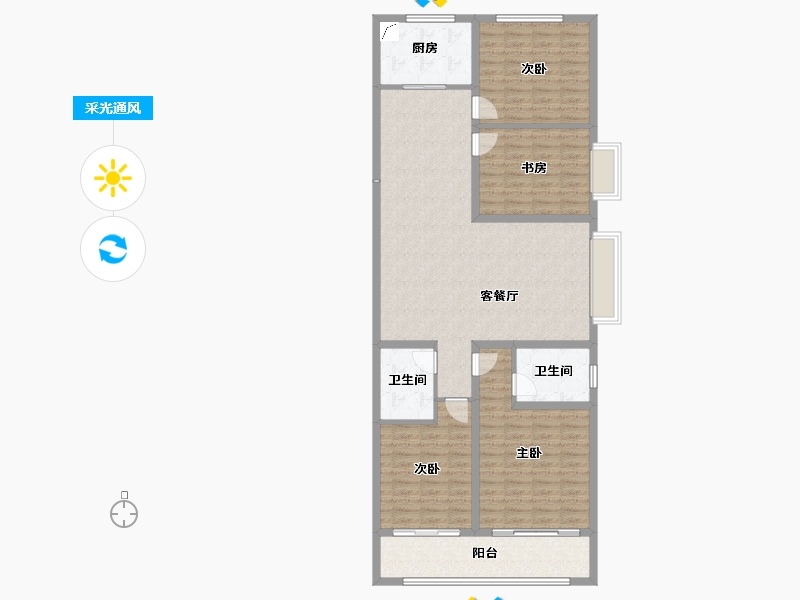 山西省-忻州市-学府雅苑-129.52-户型库-采光通风