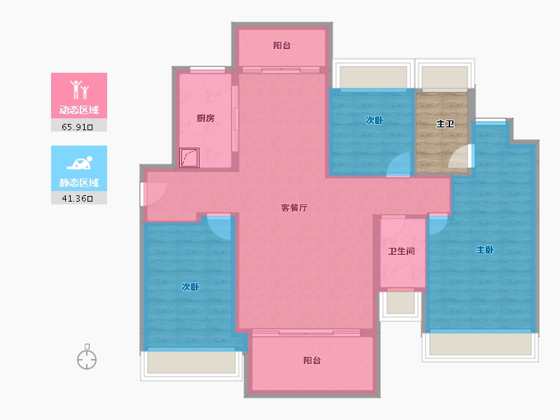 广东省-江门市-泉林黄金小镇-101.35-户型库-动静分区