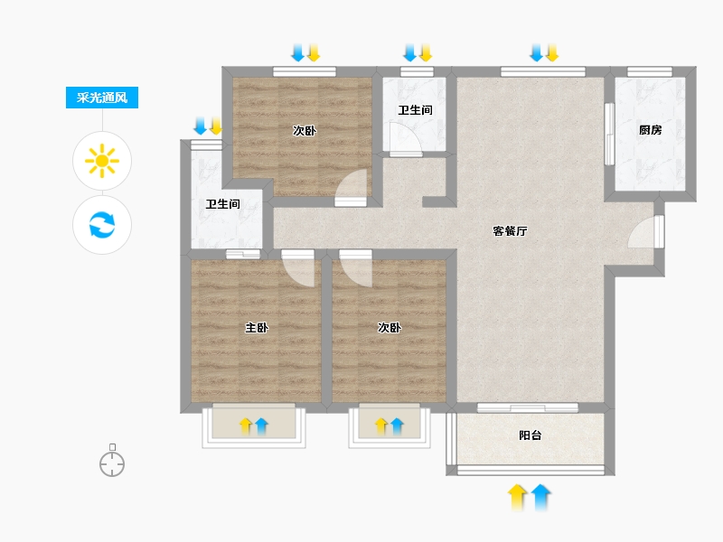 山西省-临汾市-梧桐里-101.00-户型库-采光通风