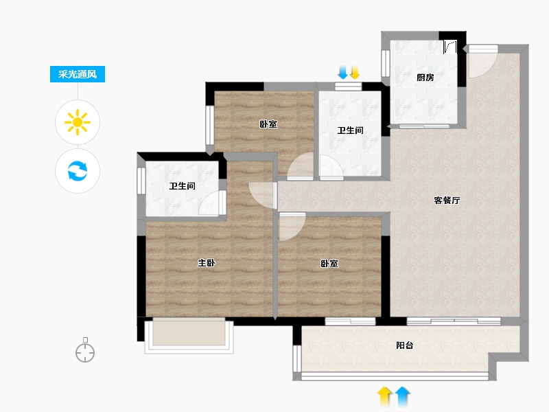 广东省-韶关市-保利大都会-79.20-户型库-采光通风