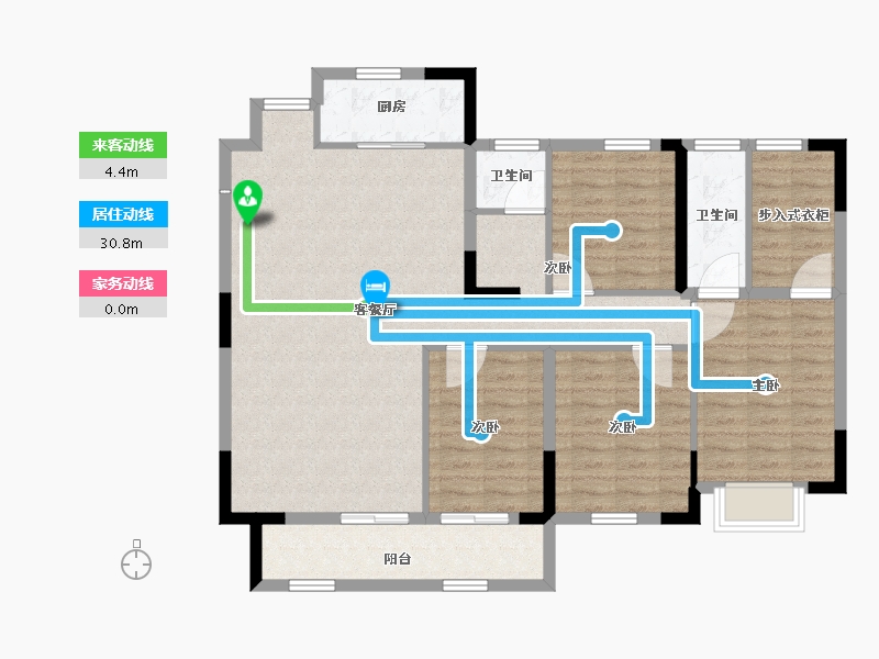 江苏省-淮安市-金科&金地商置·观天下-111.94-户型库-动静线