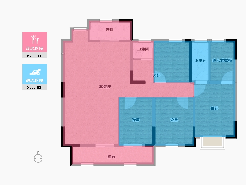 江苏省-淮安市-金科&金地商置·观天下-111.94-户型库-动静分区