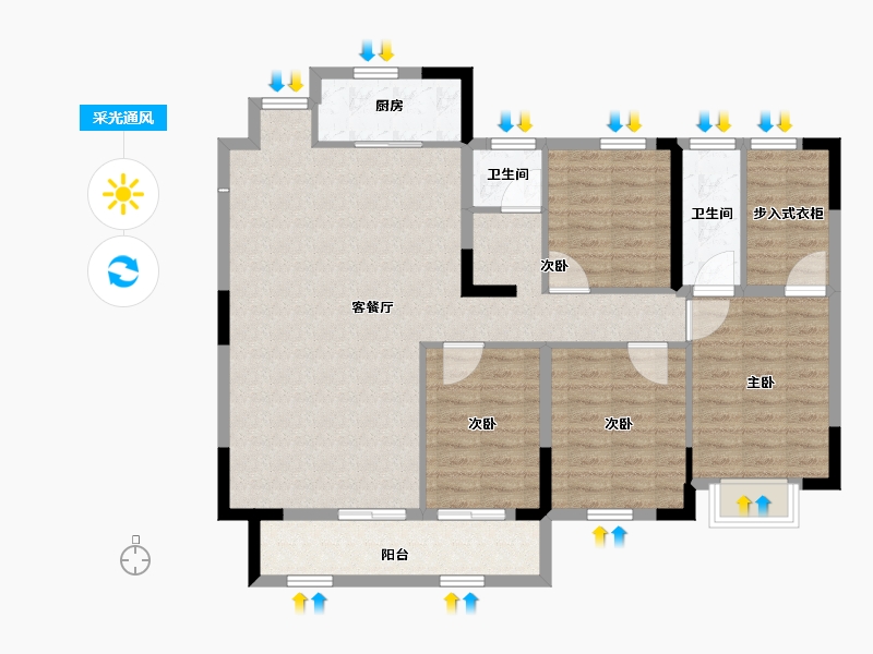 江苏省-淮安市-金科&金地商置·观天下-111.94-户型库-采光通风