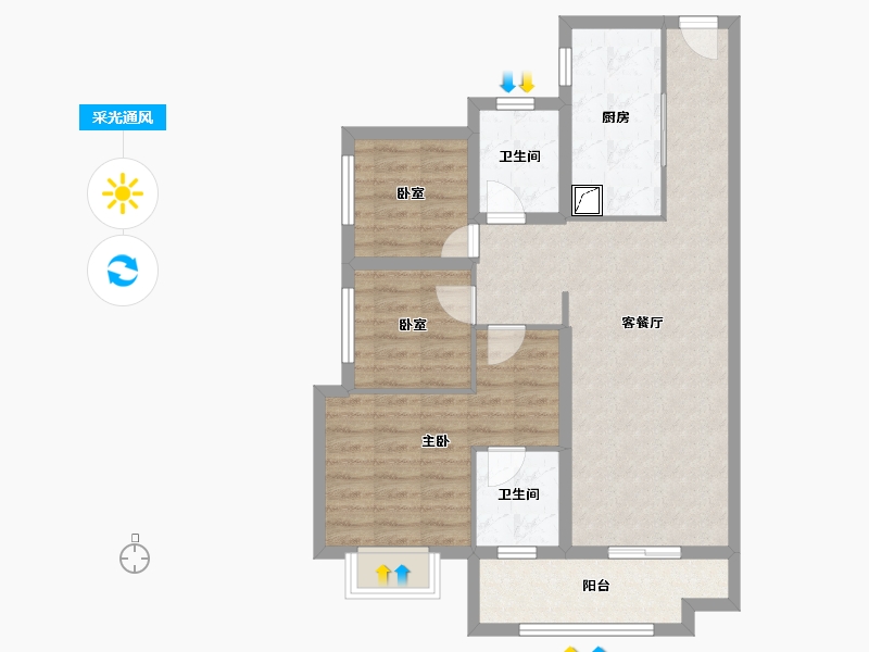 广东省-江门市-新会保利西海岸-78.58-户型库-采光通风