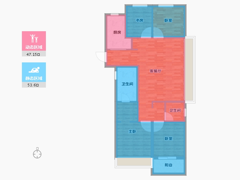 浙江省-湖州市-保利堂悦-89.62-户型库-动静分区