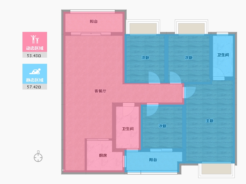 湖南省-怀化市-恒辉今典佳苑-98.23-户型库-动静分区