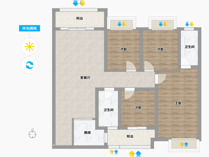 湖南省-怀化市-恒辉今典佳苑-98.23-户型库-采光通风