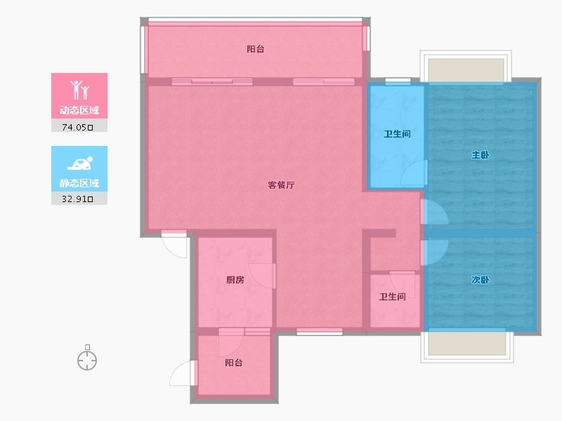 香港特别行政区-东区-攀枝花曲江新鸥鹏教育城-96.32-户型库-动静分区