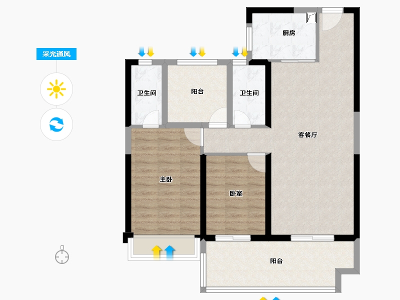 广东省-韶关市-碧桂园太阳城-87.99-户型库-采光通风