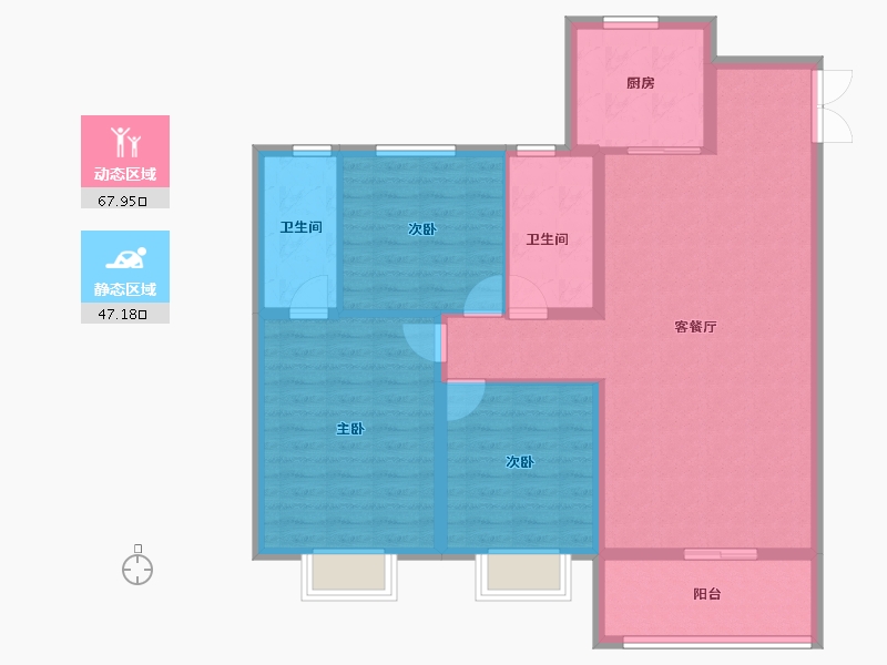 河南省-安阳市-建业凤凰城北岸-104.11-户型库-动静分区