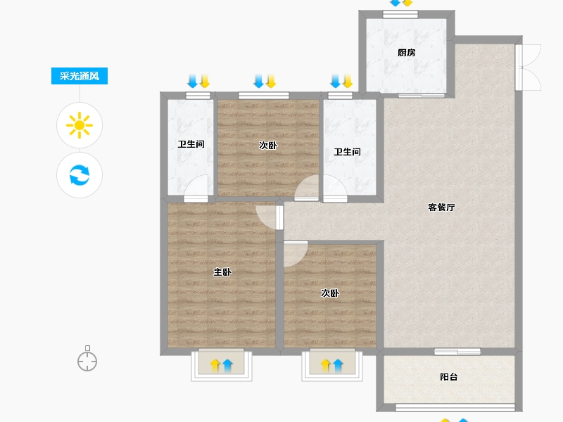 河南省-安阳市-建业凤凰城北岸-104.11-户型库-采光通风