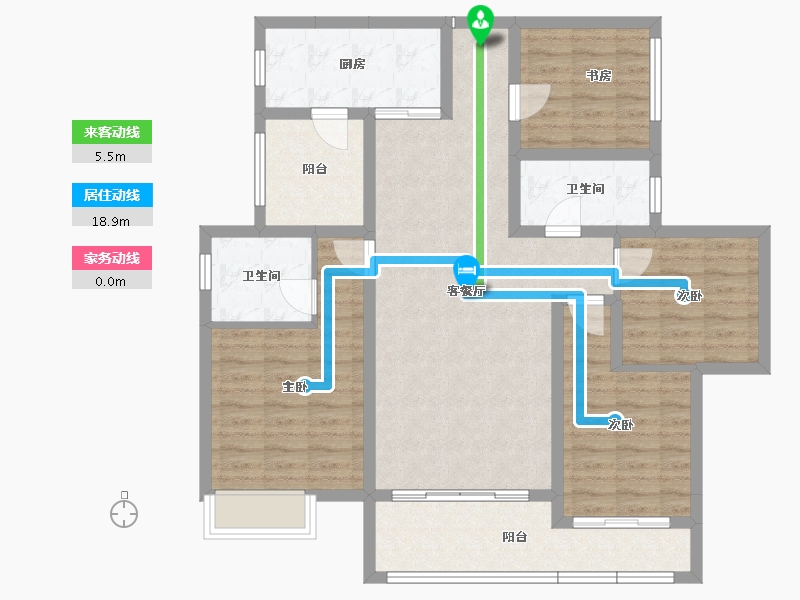 湖南省-怀化市-恒辉今典佳苑-106.66-户型库-动静线