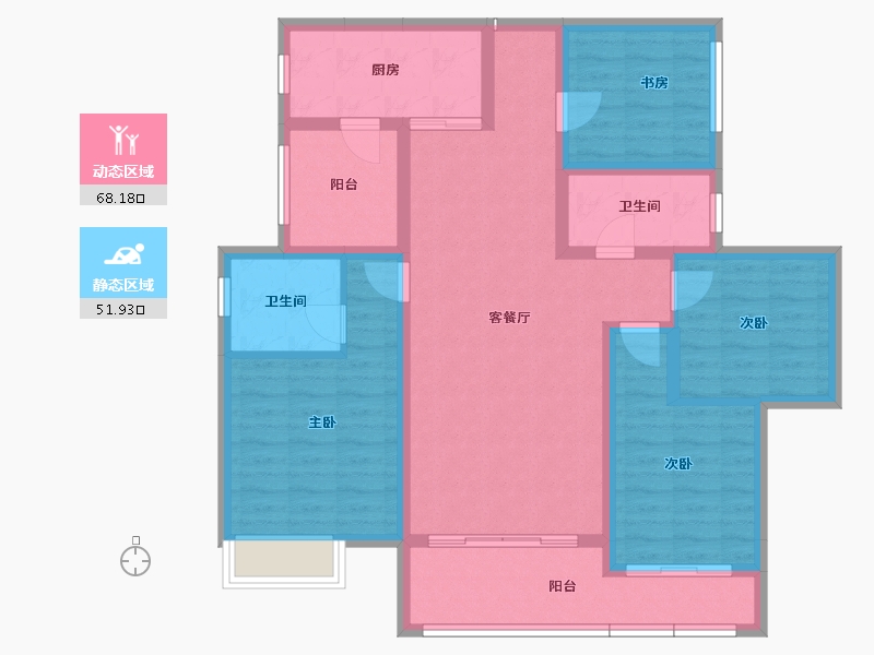 湖南省-怀化市-恒辉今典佳苑-106.66-户型库-动静分区