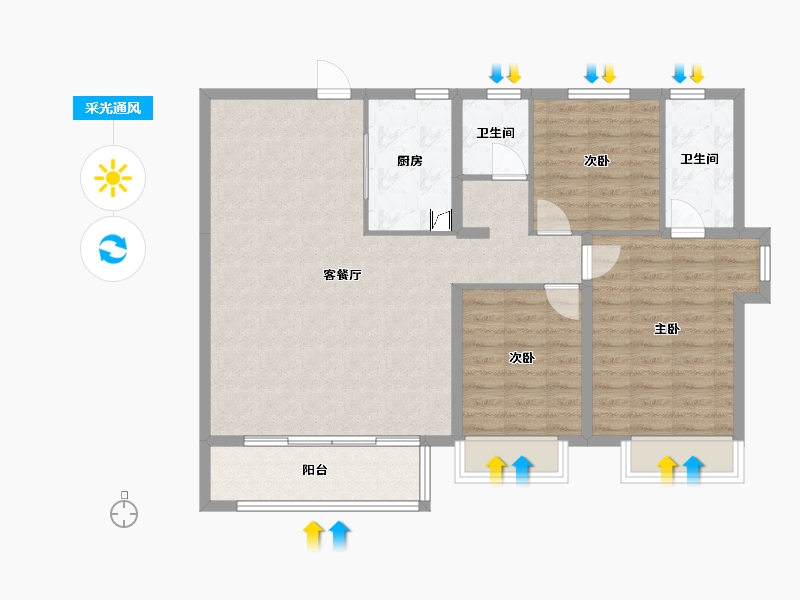 山东省-济南市-保利天禧二期-113.00-户型库-采光通风