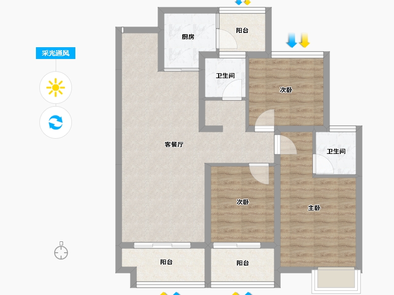 湖南省-怀化市-恒辉今典佳苑-82.71-户型库-采光通风