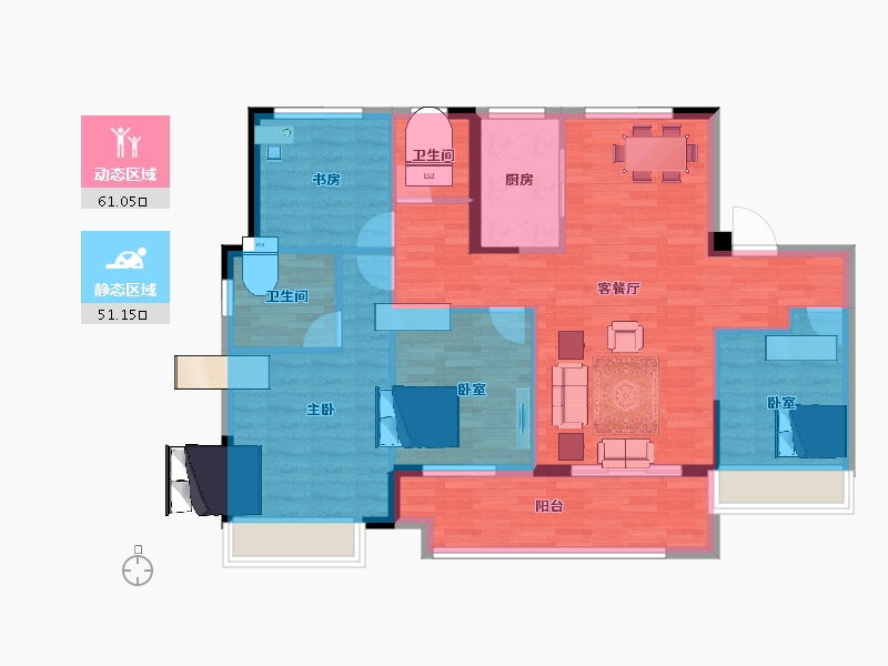 浙江省-湖州市-佳源四季璟园-101.60-户型库-动静分区