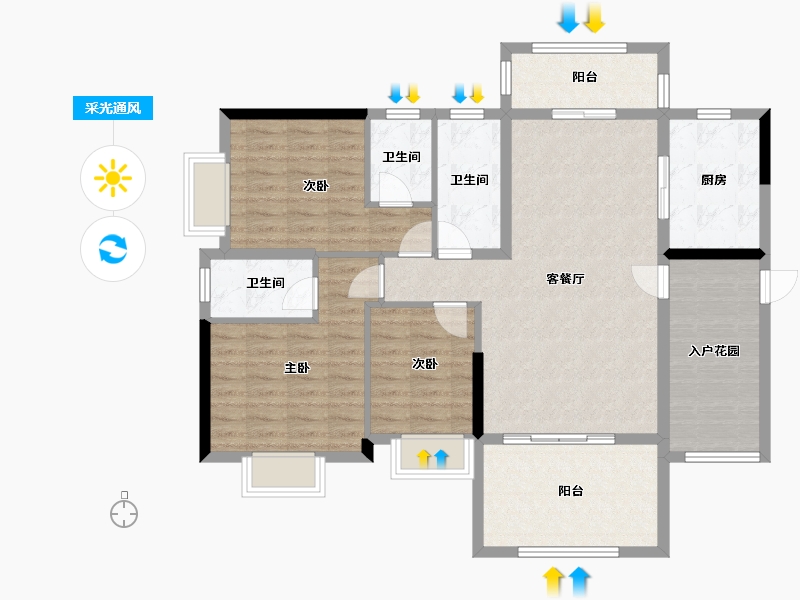 广东省-江门市-御凯名都-108.00-户型库-采光通风