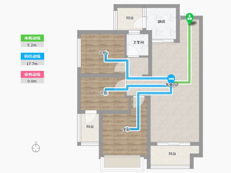 湖南省-怀化市-恒辉今典佳苑-72.39-户型库-动静线