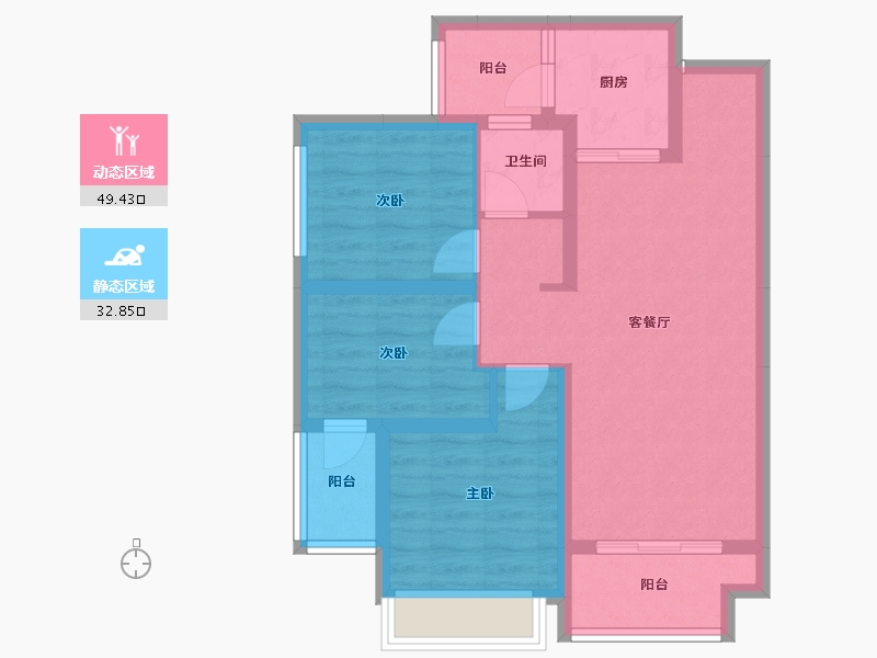 湖南省-怀化市-恒辉今典佳苑-72.39-户型库-动静分区