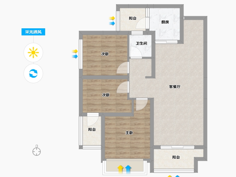 湖南省-怀化市-恒辉今典佳苑-72.39-户型库-采光通风