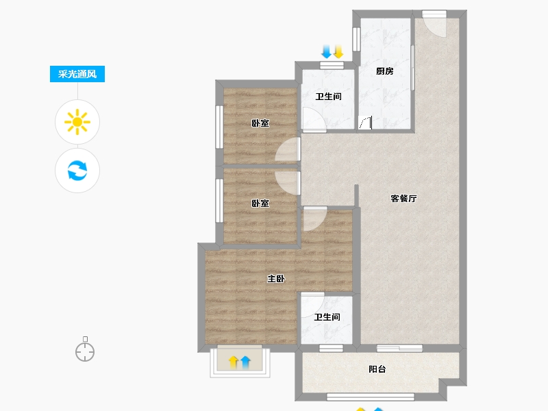 广东省-江门市-新会保利西海岸-79.74-户型库-采光通风