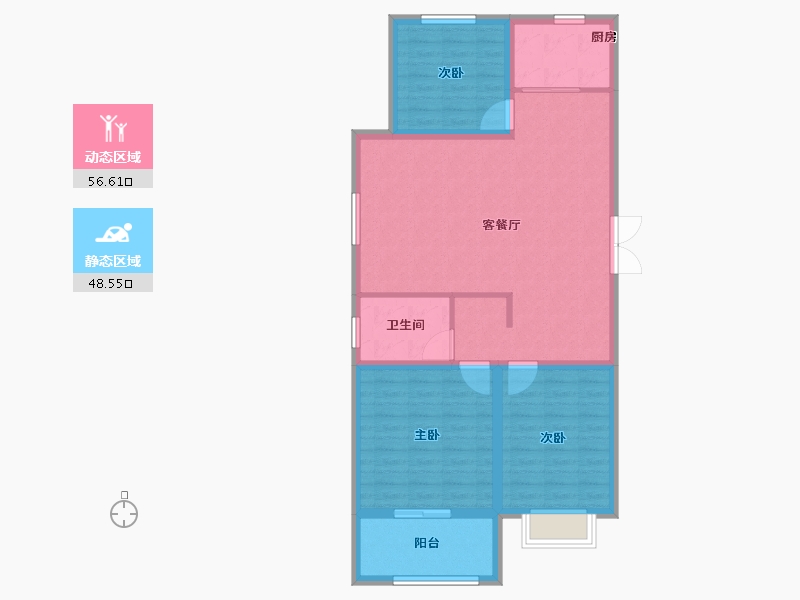 河南省-安阳市-建业凤凰城北岸-95.20-户型库-动静分区