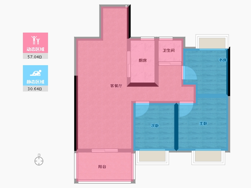 湖北省-鄂州市-鄂州吾悦广场-77.61-户型库-动静分区