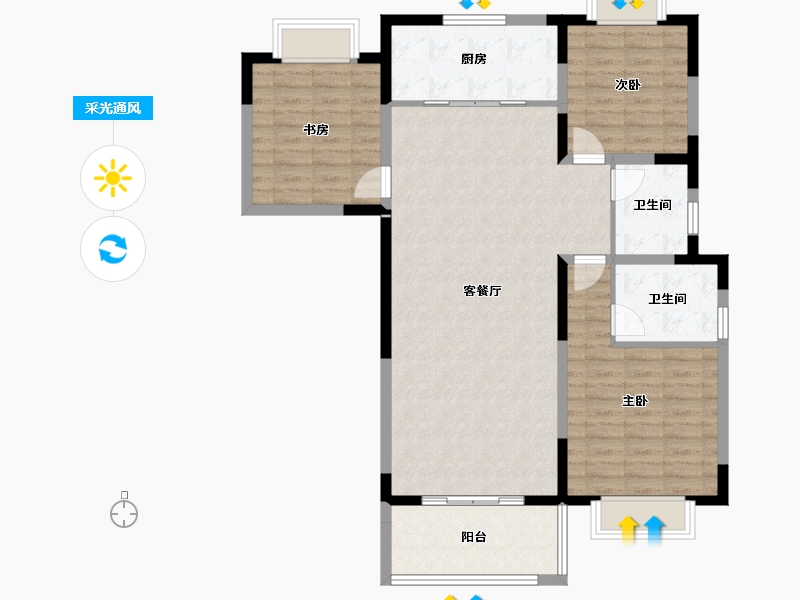 河南省-平顶山市-建昌城市花园-106.40-户型库-采光通风