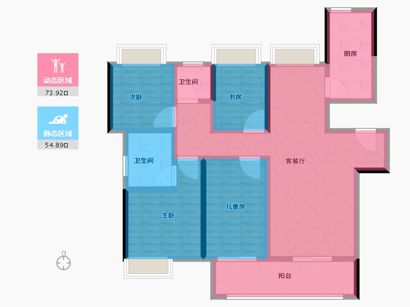 湖北省-鄂州市-融创澜岸大观-114.40-户型库-动静分区