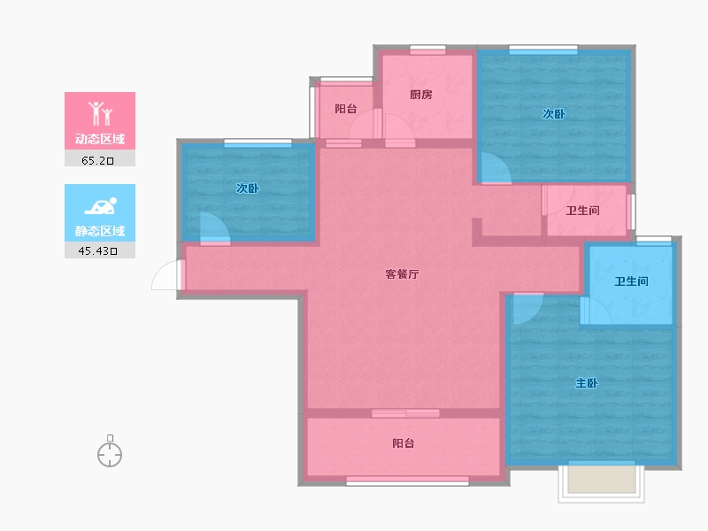 河南省-安阳市-旺龙荣盛华府-98.20-户型库-动静分区