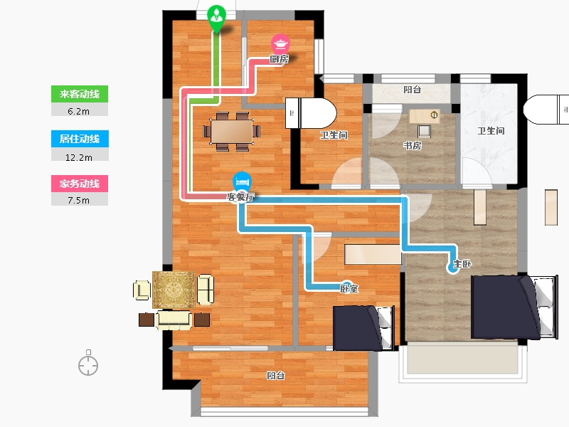 浙江省-湖州市-佳源四季璟园-71.20-户型库-动静线