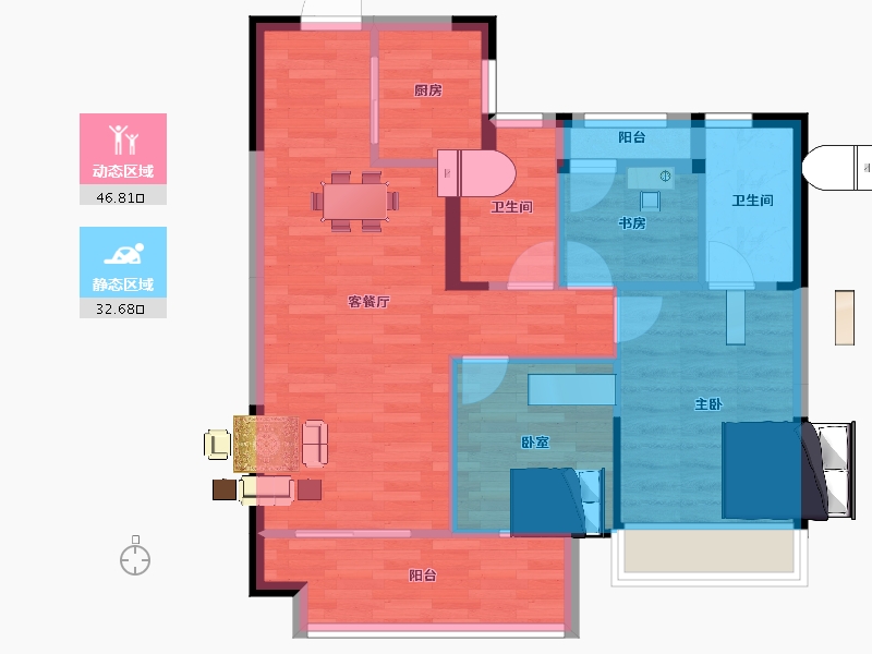 浙江省-湖州市-佳源四季璟园-71.20-户型库-动静分区