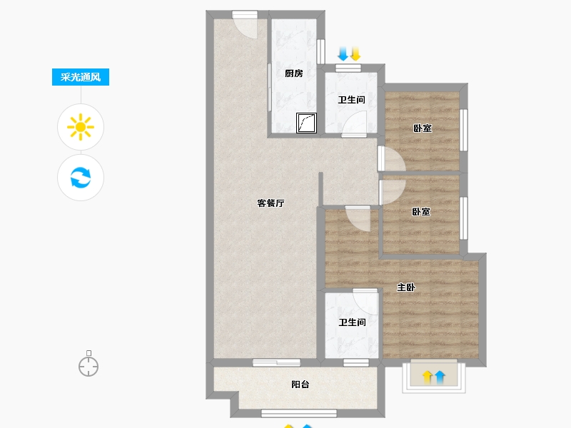 广东省-江门市-新会保利西海岸-78.81-户型库-采光通风