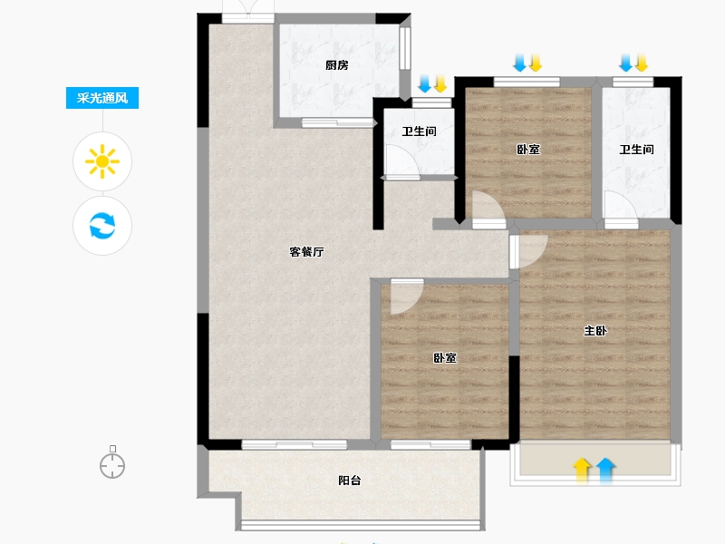 河南省-平顶山市-鲁大地领创府-100.04-户型库-采光通风