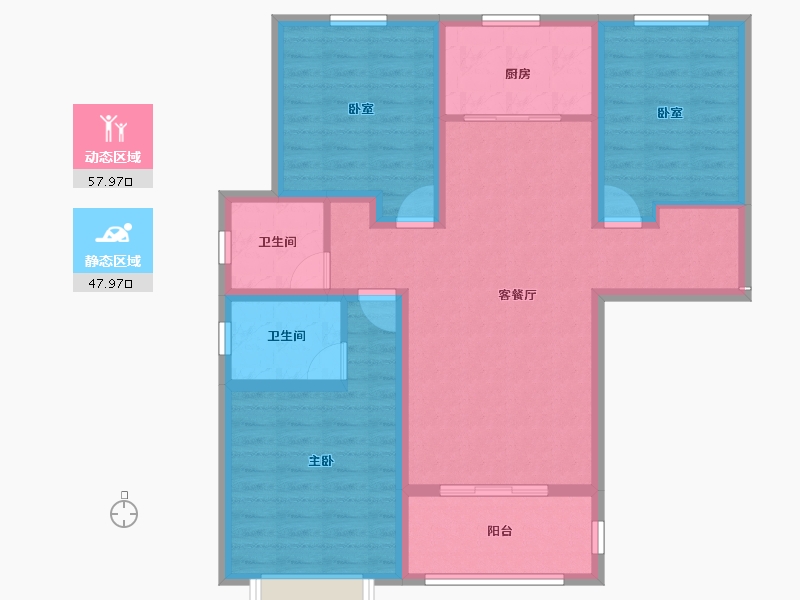 陕西省-渭南市-山水观园-94.40-户型库-动静分区