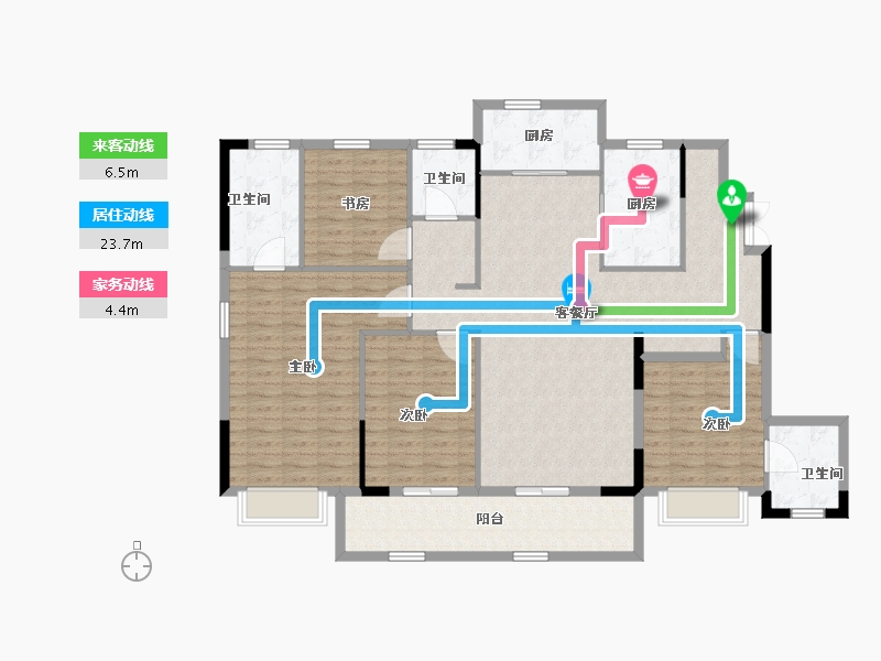 江苏省-淮安市-金科&金地商置·观天下-150.90-户型库-动静线