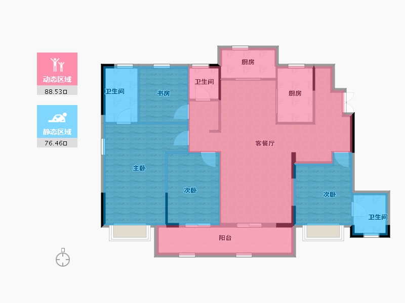 江苏省-淮安市-金科&金地商置·观天下-150.90-户型库-动静分区