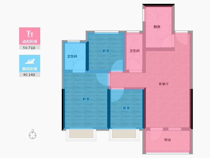 湖北省-鄂州市-紫菱东岸-80.00-户型库-动静分区